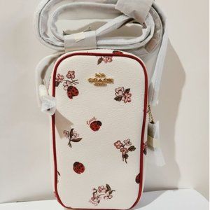 North/South Zip Phone Crossbody With Ladybug Floral Print